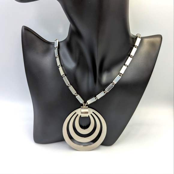 Vintage Monet Silver Tone Tournee Collection 1960s Necklace Book Piece - Picture 1 of 11